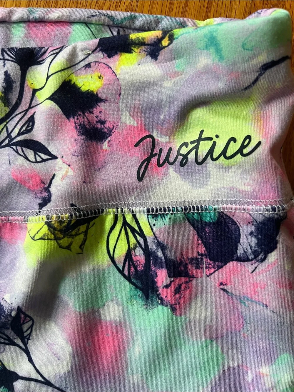 Justice Girls' Neon Pastel Floral Leggings - Pink, Yellow, Green, Blue